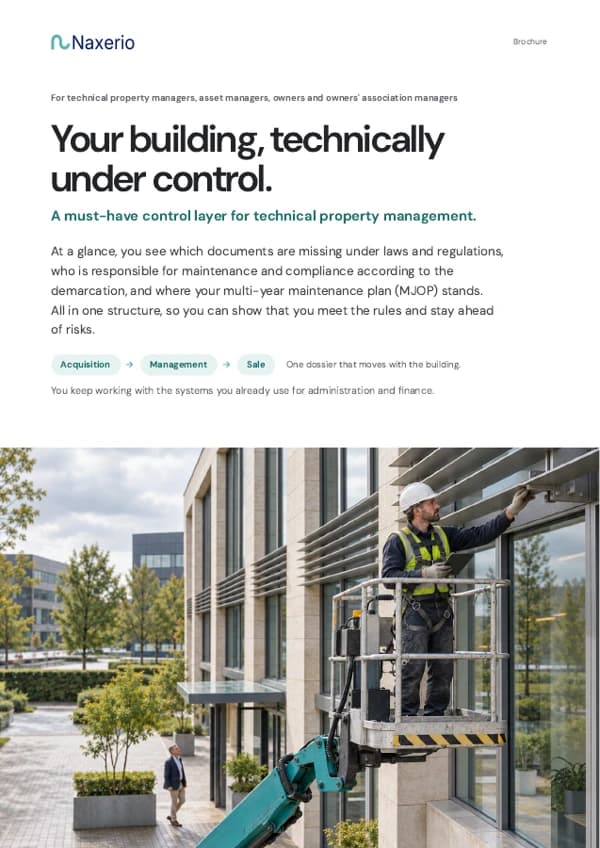 Cover of the English Naxerio brochure: Your building, technically under control.